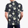 thumbnail image 3 of Balery Lilies Flowers Printed Men’s Short Sleeve Polo Shirt, Midweight Men's Shirt,Golf Polo shirts -XX-Large, 3 of 8
