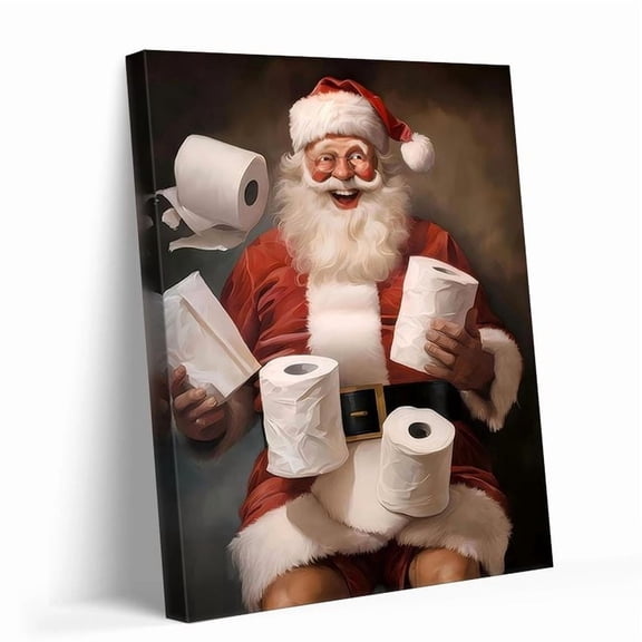 Funny Ch.rist.m.as Santa Bathroom Wall Art Winter Santa Claus Poster Size 24''x36''-Gategoo