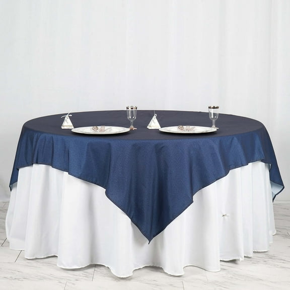 Efavormart 72" x 72" Dark Blue Faux Denim Polyester Table Overlays Square Tablecloth Cover For Wedding Party Event Banquet