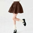 thumbnail image 4 of Girls Corduroy Skirt Ruffle Tiered A-line Skirt High Waist Solid Color Pleated Short Mini Skirts Spring Fall (14 Years, Brown), 4 of 7