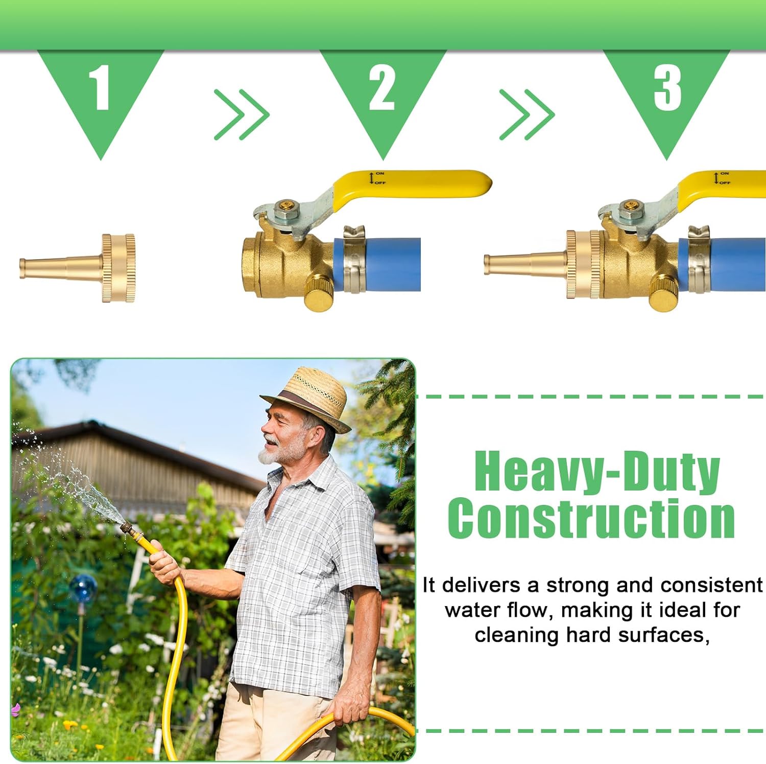 12 Pack Sweeper Nozzle for Garden Hose Solid Brass Jet Sweeper 2" Jet Nozzle with 12 Garden Hose Rubber Washers