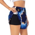 thumbnail image 3 of Lsque Blue Casino Printed Women's Running Shorts with Liner Pockets,Elastic Quick Dry Workout Athletic Gym Yoga Shorts,Womens High Waist Shorts-XX-Large, 3 of 9