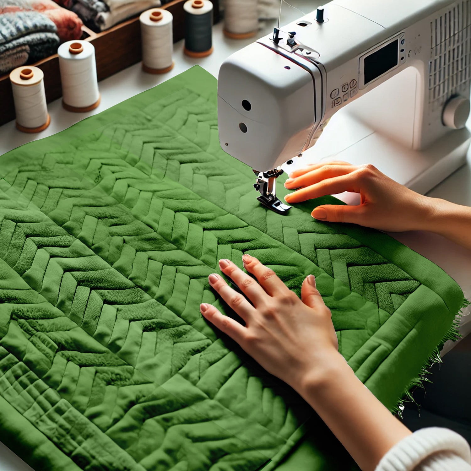 Soimoi 40 Pcs Solid Cotton Fabric Squares Bundles Charm Packs for Quilting, Fat Quarter Layer Cakes, Fabric Scraps for Crafts,Precuts Quilt Squares 5 x 5 inches, DIY Fabric Bundle - Fresh Green