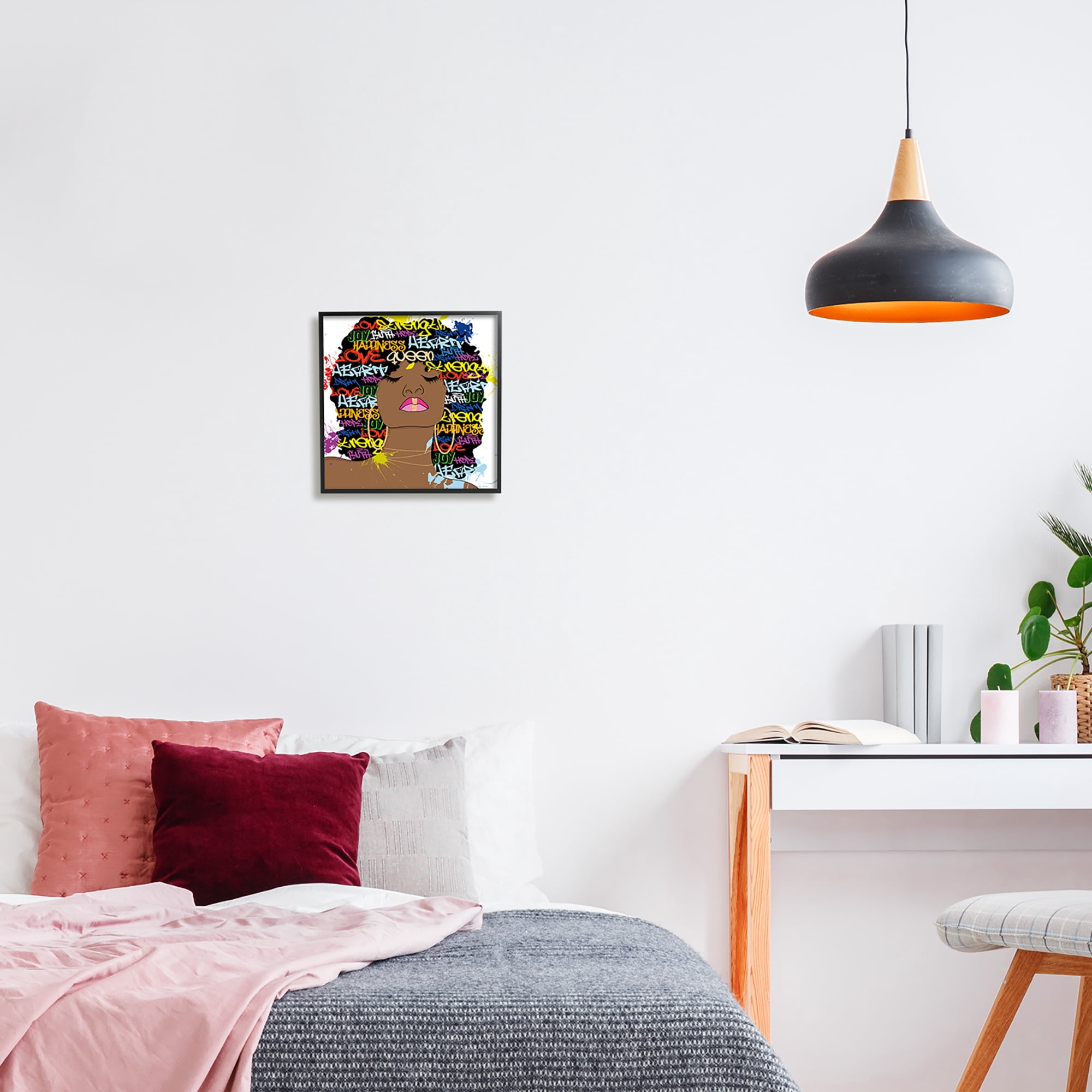 Stupell Industries Modern Motivational Girl Typography Painting Black Framed Art Print Wall Art, 12 x 12