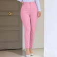 thumbnail image 4 of hlysgo Women's Casual Dress Pants Pleated Elastic Waist Soft Fitness Trousers Work Business Officewear Pant with Pockets Pink,S, 4 of 5