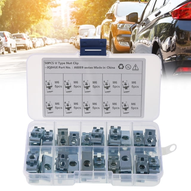 Universal U-Type Bolts Clip M6 Automotive Blue And White Zinc U-Type Nuts Retainer 50Pcs Noticed VI011699-00
