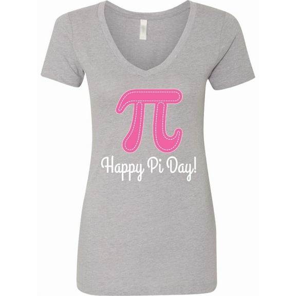 Inktastic Happy Pi Day Pink Math Symbol Women's V-Neck T-Shirt