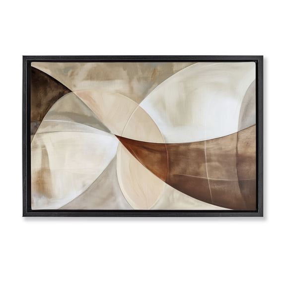 Stupell Industries Curved Neutral Tones Abstraction Abstract Painting Black Floater Framed Canvas Art Print Wall Art, 25 x 17