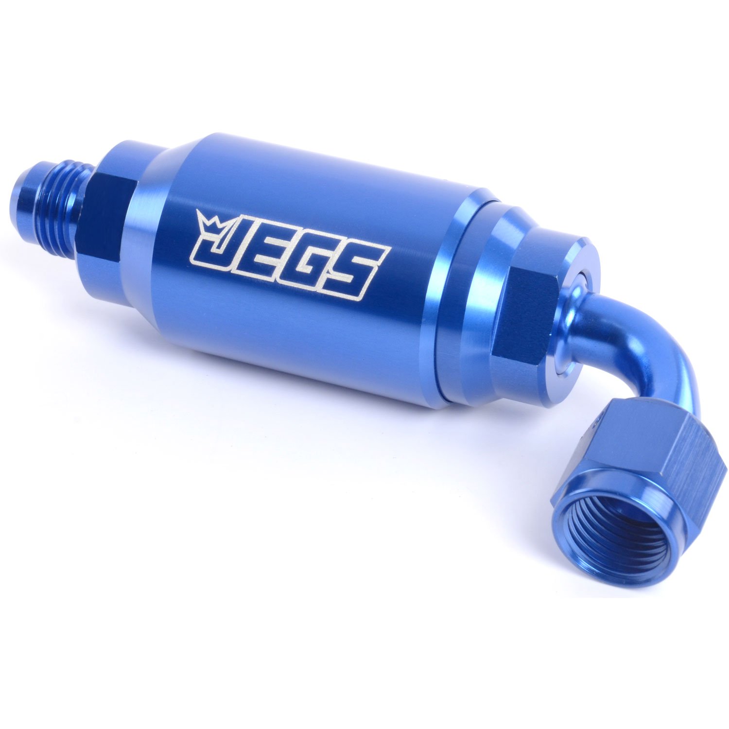 JEGS 15044 Compact Billet InLine Fuel Filter 6AN Male/90