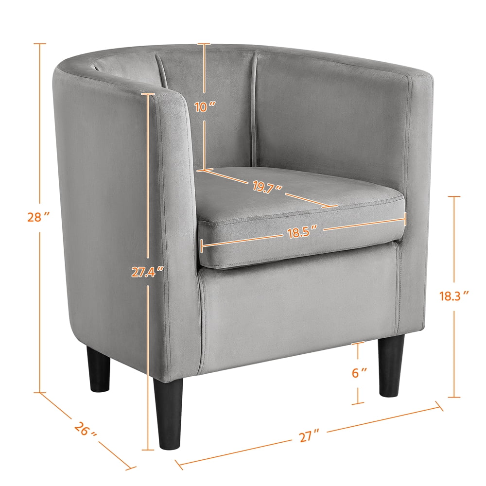 Easyfashion Velvet Barrel Accnet Chair, Set of 2, Gray