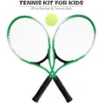 thumbnail image 3 of N/H Set of 2 Teenager's Tennis Racket with Free Ball for Training Tennis Carbon Fiber Top Steel Material Tennis String-Green, 3 of 4