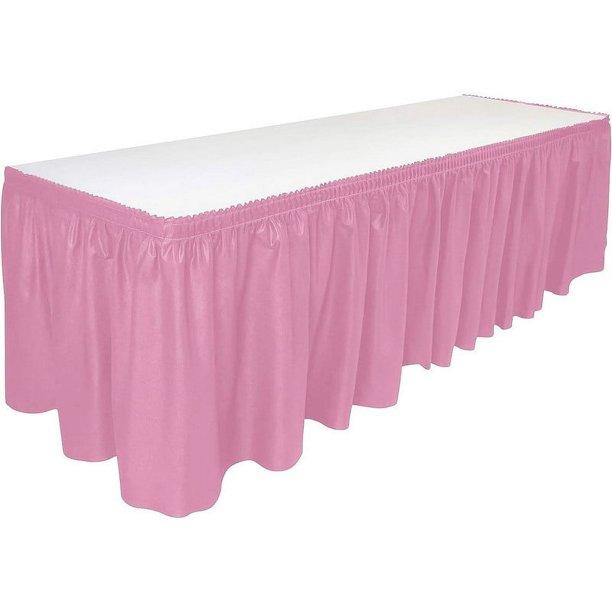Unique Party - Falda para Mesa de Plástico Diseño Pastel (Rosa Fuerte)