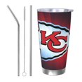 thumbnail image 1 of Taza térmica duradera de acero inoxidable 304 con temática del equipo de fútbol de los KC Chiefs con tapa y pajita Taza térmica de acero inoxidable de 20 oz Taza para automóvil Adecuada para bebidas, 1 of 8