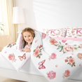 thumbnail image 4 of Homewish Girls Personalized Gifts Queen Comforter Set,Pink Letter K Bedding Sets,Vountry Flower Butterflies Bedding Comforter Set For Princess,Lightweight Room Decoration Reversible,3pcs, 4 of 8