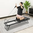 thumbnail image 4 of Foldable Pilates Reformer Machine - Professional Home Gym Equipment with Adjustable Springs & Footbar, 120kg Capacity (Black,77.56"), 4 of 17