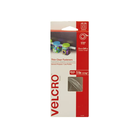 

VELCRO Brand - Thin Clear Fasteners | General Purpose/ Low Profile | Perfect for Home Classroom or Office 5ft x 3/4in Roll Clear