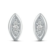 FIFTH AND FINE 1/30 Cttw Natural Diamond Marquise Stud Earrings in 925 Sterling Silver