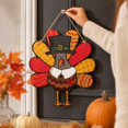 thumbnail image 3 of Thanksgiving Turkey Hanging Ornament, Printed Textile-Style Fall Decoration with Colorful Patterned Tail Feathers and Black Pilgrim Hat for Seasonal Home Displays, 3 of 4