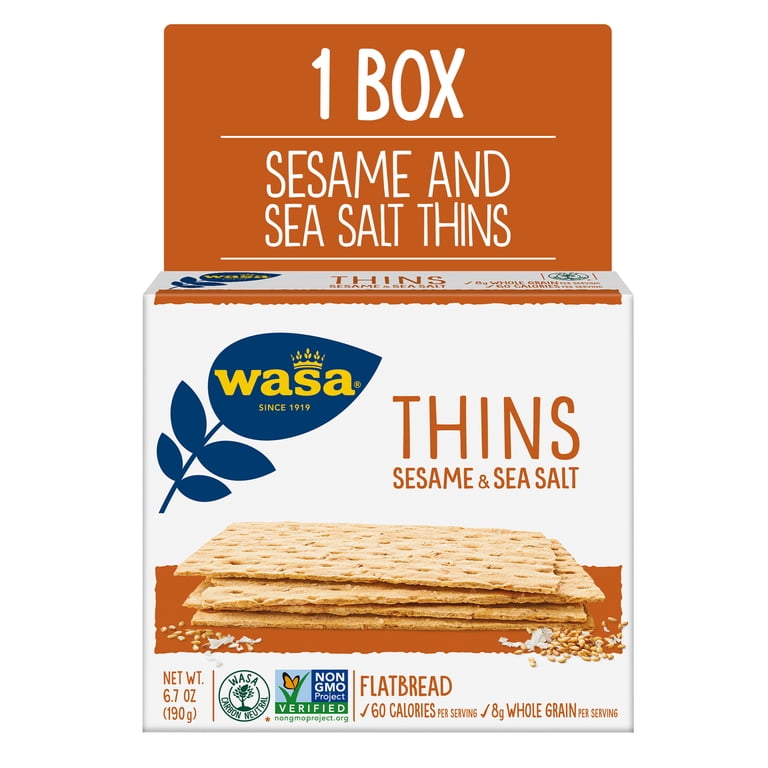 Wasa Gluten Free Sesame & Sea Salt Crispbread, 6.1 Oz (Pack Of 10), Gluten Free Crackers, Non-GMO Ingredients
