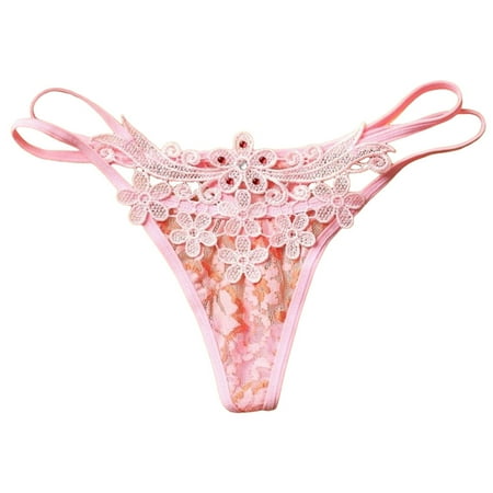 IUJSOY Ladies Underwear Panties Womens Sexy Low Waist Ultra Thin See Through Lace Thong Panties