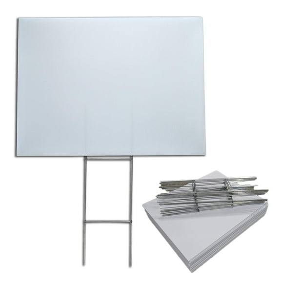 50 Pack Blank Yard Signs 18x24 with H-Stakes for Garage Sales Signs, Graduations, or Political Lawn Sign