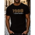 thumbnail image 1 of Camiseta de manga corta con estampado vintage de 1988 para hombre, informal, de cuello redondo, cómoda y transpirable, ideal para adultos, hombres, mujeres, adolescentes, jóvenes y uso informal., 1 of 6