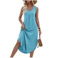 thumbnail image 2 of Taqqpue Women Maxi Dress Cotton Sleeveless V Neck Dress Beach Vacation Flowy Swing Plus Size Tank Dress Loose Fit Solid Color Sundress for Women, 2 of 10