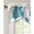 thumbnail image 3 of Tie Up Valance Curtain for Kitchen, Teal Blue Sea Turtle on Wood Board Rod Pocket Short Curtains Adjustable Tie-Up Shade Valances, Ocean Animal Window Treatment for Bathroom Living Room Bedroom, 3 of 7
