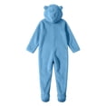 thumbnail image 5 of Kids Hooded Onesie Fleece Footed Jumpsuit with Bear Ears, Full Zip One Piece Cozy Sherpa Loungewear for Boys Girls, Blue 4T, 5 of 8