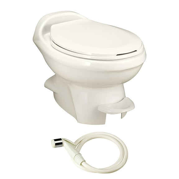Aqua Magic Style Plus RV Toilet with Hand Sprayer / Low Profile / Bone - Thetford 34439