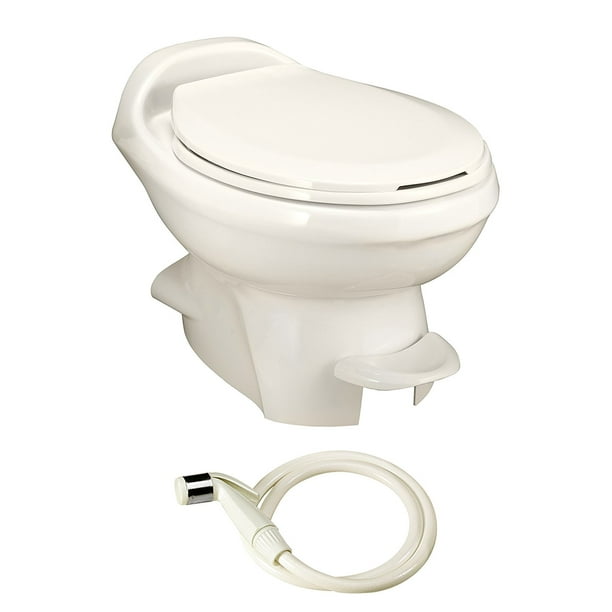 Aqua Magic Style Plus RV Toilet with Hand Sprayer / Low Profile / Bone -  Thetford 34439