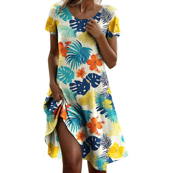 Women's Floral Print Casual Dress Round Neck Vacation Everyday Wear Spring Summer Basic Comfortable Stylish Feminine Outfit