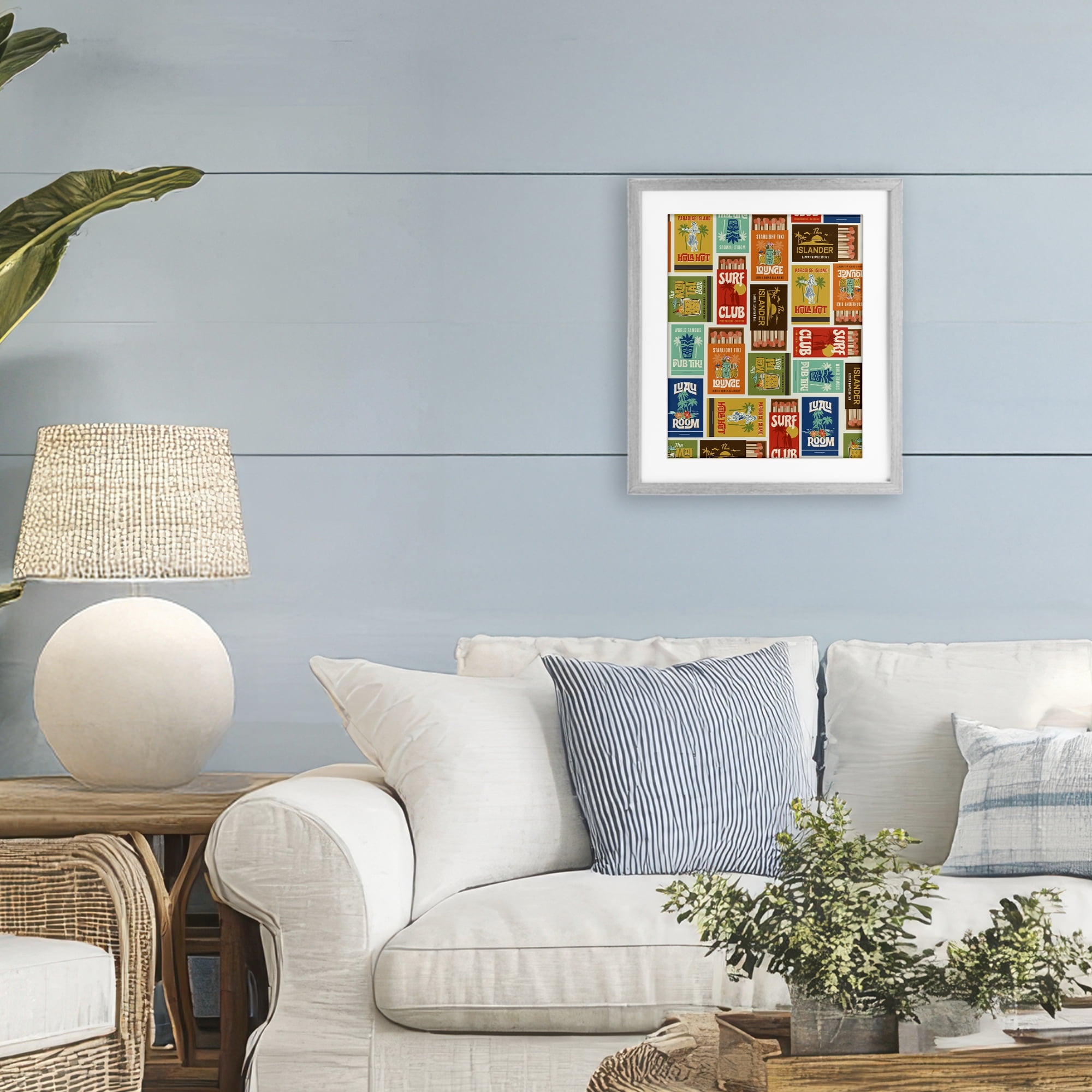 Stupell Industries Vintage Tropical Match Boxes Gray Framed Print Under Glass, design by Emily Dumas