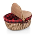 thumbnail image 2 of Picnic Time Country Vintage English-Style Wicker Picnic Basket with Split-Lid Design, Red & Black Buffalo Plaid Pattern, 2 of 3