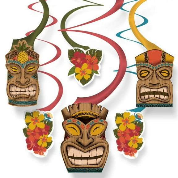 Various Luau/Beach Party Hanging Swirl Decorations, Multicolor, 30 Pieces