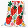 thumbnail image 2 of Printed Flannel Throw Blanket with Strawberry and Flower Print, 2 of 9