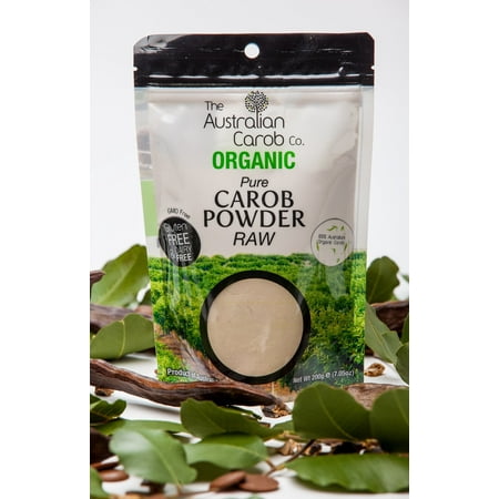 Aussie Bar - Organic Carob, Australian, True Raw Carob Powder, Superfood, Paleo, (Milled without Heat, off-white in color) NON-GMO, World's #1 Best Tasting Raw Carob, Aussie SharkBar, Organic, Carob, 7.05oz