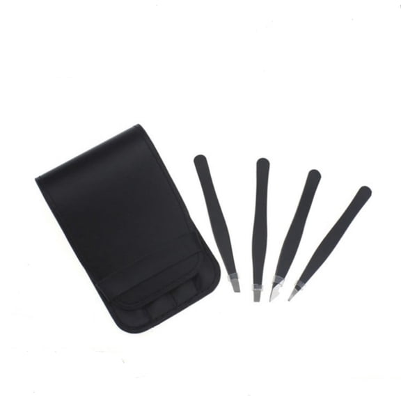 4 Piece Tweezer Set, Stainless Steel Eyebrow Tweezers with Straight and Slant Tips, TIKA