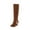 Brown, variant on jovati Women Boots Winter Square High Heel Knee-high Zip Pointed Toe Shoes Fleece Vamp Female Boots