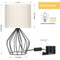 thumbnail image 3 of Black Bedside Table Lamp Modern Style Black Hollowed Out Base with Tan Linen Fabric Shade, 3 of 7