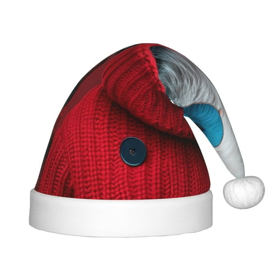 Fuzoiu Stylish Polar Bear Sunglasses Print Santa Hat Christmas Hat for kids,Santa Hats with Pompom, Unisex Xmas Holiday Hat for Christmas New Year Festive Party Supplies