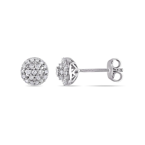 Miabella 1/4 Carat T.W. Diamond Sterling Silver Halo Stud Earrings