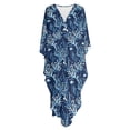 thumbnail image 4 of Xoenoiee Coral Fish Print Womens Caftan Kaftan Dress Short Sleeve Swimsuit Cover up V-Neck Loungewear Mumu Dresses Casual Maxi Beach Dress for Hawaii Tropical Resort, 4 of 7