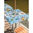 thumbnail image 2 of Outdoor Tablecloth with Umbrella Hole for Patio/Picnic/Party/Camping, Blue Children's Day Waterproof Table Cloth Square Cover Washable, Car Tree Stars Cartoon Modern Art (54"x 54"), 2 of 8
