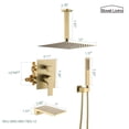 thumbnail image 6 of Boyel Living Bathtub Shower System Ceiling Mount Rainfall Shower Head Single Handheld Spray Bathroom Tub Faucet Set Shower Faucet with 12 in. Fixed Shower Heads in Brushed Gold (Valve Included), 6 of 11