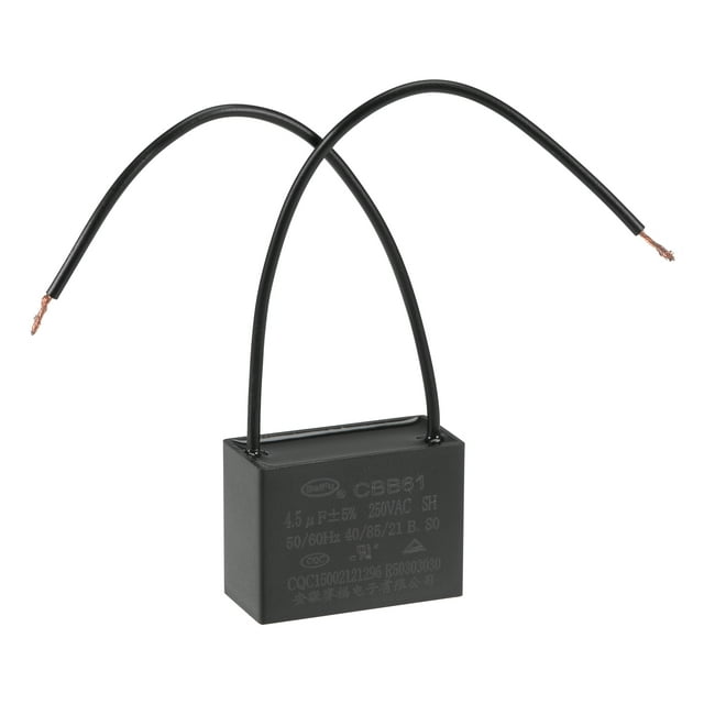 Capacitor de ventilador de techo CBB61 de 4.5uF 250V CA 2 cables Uxcell 1 paquete