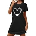 thumbnail image 2 of Sakmal Playful Womens Moomoo Nightgown Lightweight Oversized Black Moomoo Dress Short Sleeve Short Heart Print Crew Neck Nightgowns S-2XL, 2 of 5