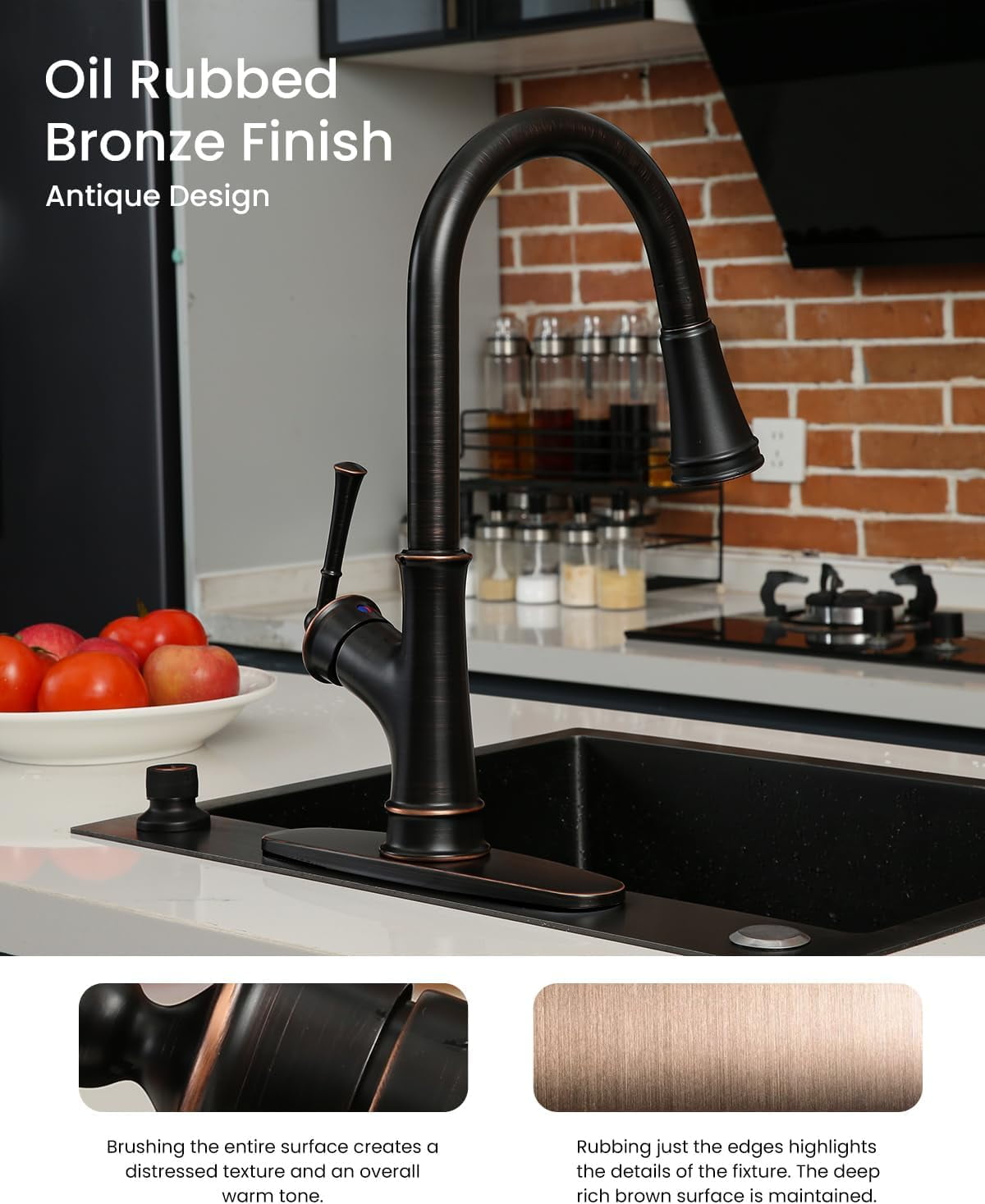 APPASO Pull Down Kitchen Faucet with Sprayer Oil Rubbed Bronze 133ORB