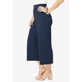 thumbnail image 2 of Jessica London Women's Plus Size Stretch Knit Wide Leg Crop Pant, 2 of 6