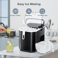 thumbnail image 2 of LHRIVER Countertop Ice Maker, Portable Ice Machine with Handle, 26Lbs/24H, 9 Cubes Ready in 8 Mins, with Ice Scoop and Basket, for Home/Office/Bar/Party (Black), 2 of 8